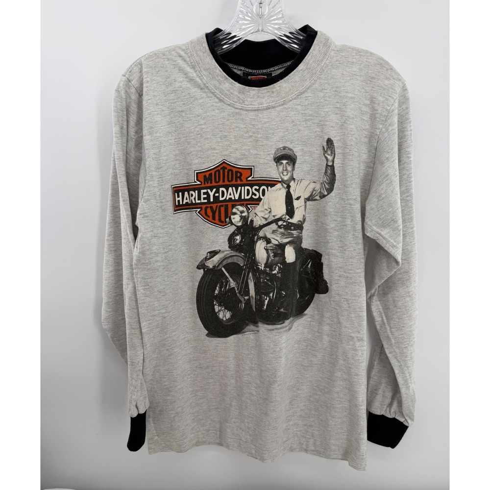 Harley Davidson Ringer T-Shirt Sz M Gray Vintage Tucson AZ Long Sleeve Tee